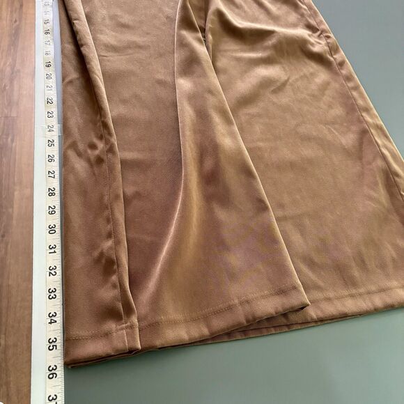 Vintage Womens Brown Faux Suede Midi Wrap Skirt Size 12 Quiet Luxury Equestrian - Picture 9 of 11